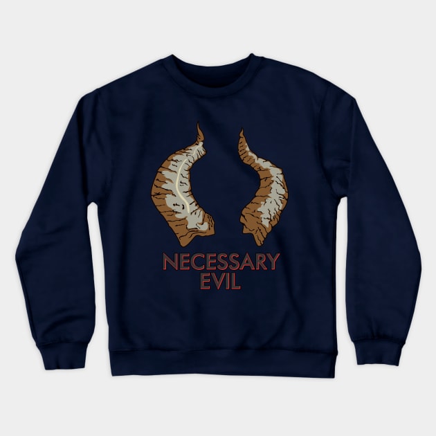 Necessary Evil, Horns Crewneck Sweatshirt by Xenowell